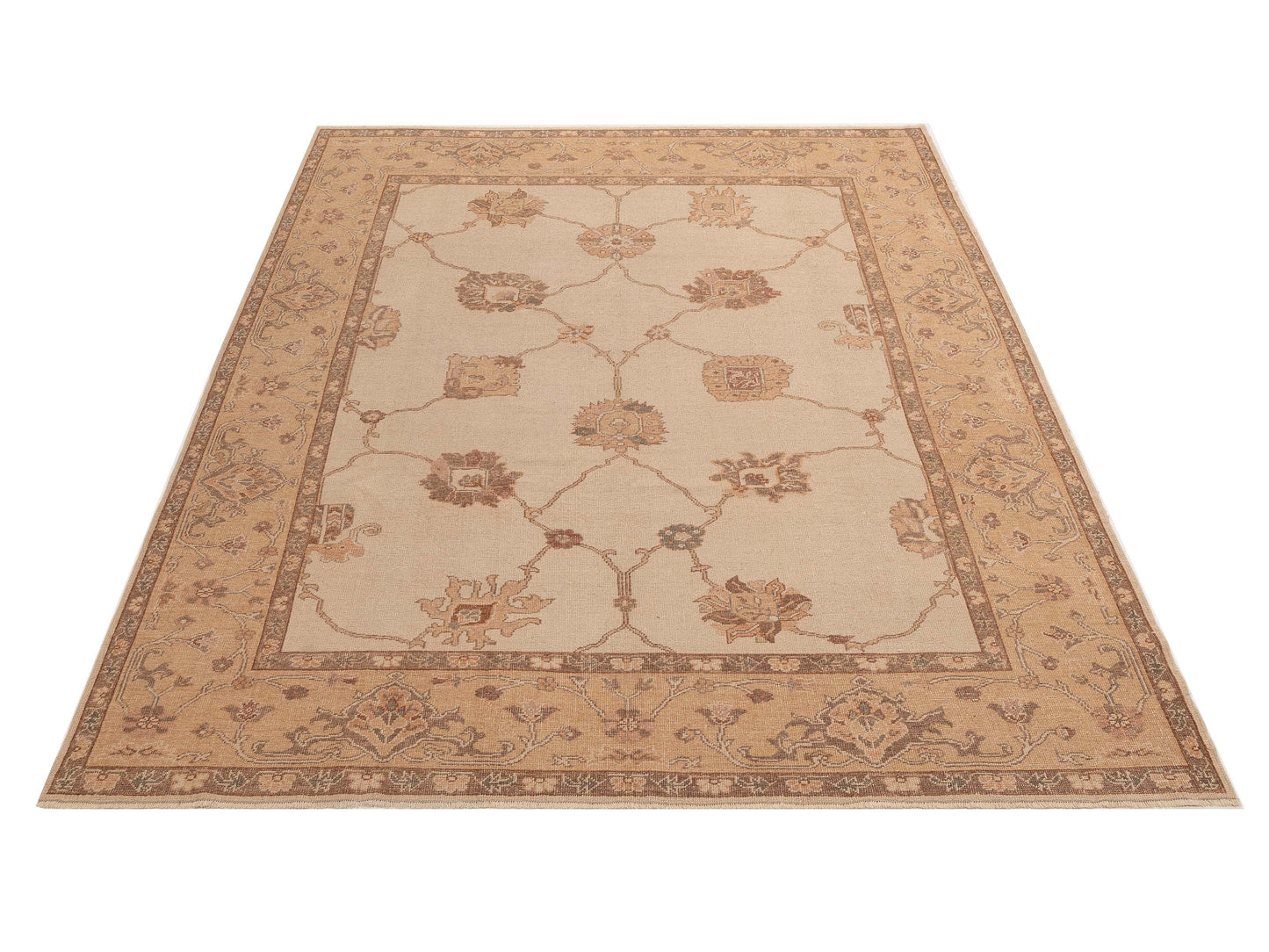 Oushak Ivory Gold 9.3x11.10 Hand Knotted Rug