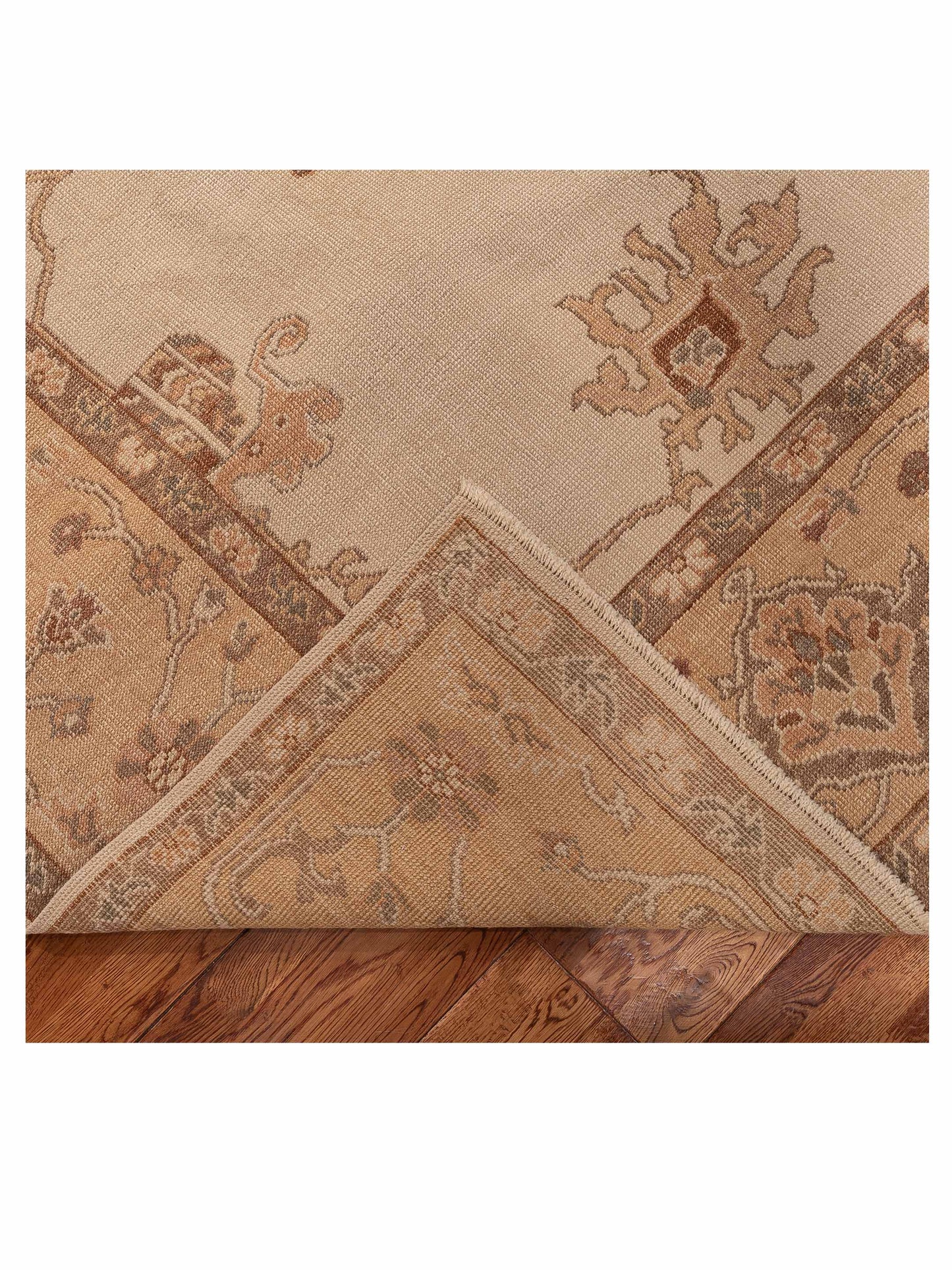 Oushak Ivory Gold 9.3x11.10 Hand Knotted Rug