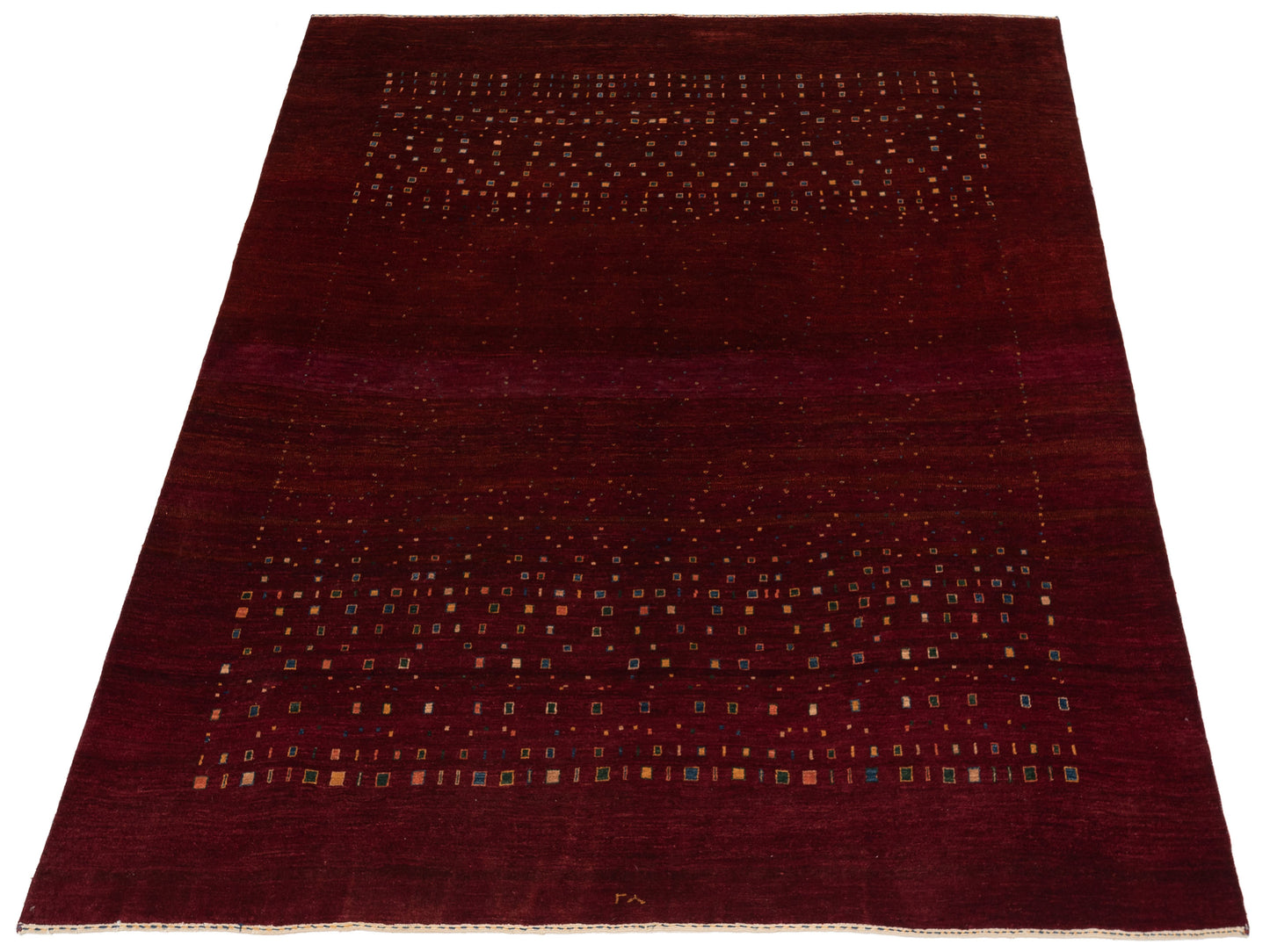 Modern Gabbeh Red 7.4x8.10 Hand Knotted Rugs