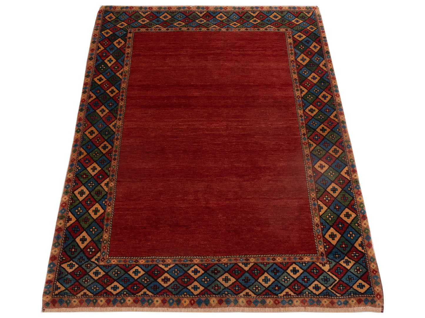 Modern Gabbeh Red Blue 4.2x5.10 Hand Knotted Rugs