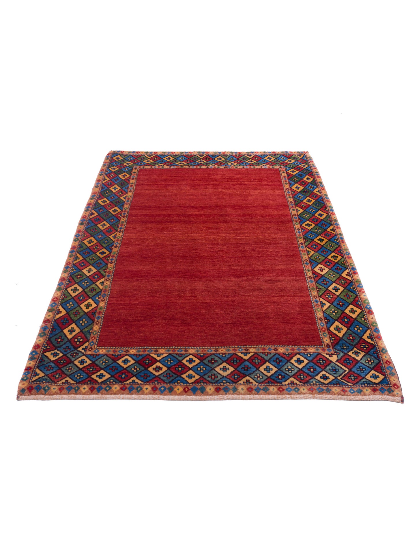 Modern Gabbeh Red Blue 4.2x5.10 Hand Knotted Rugs