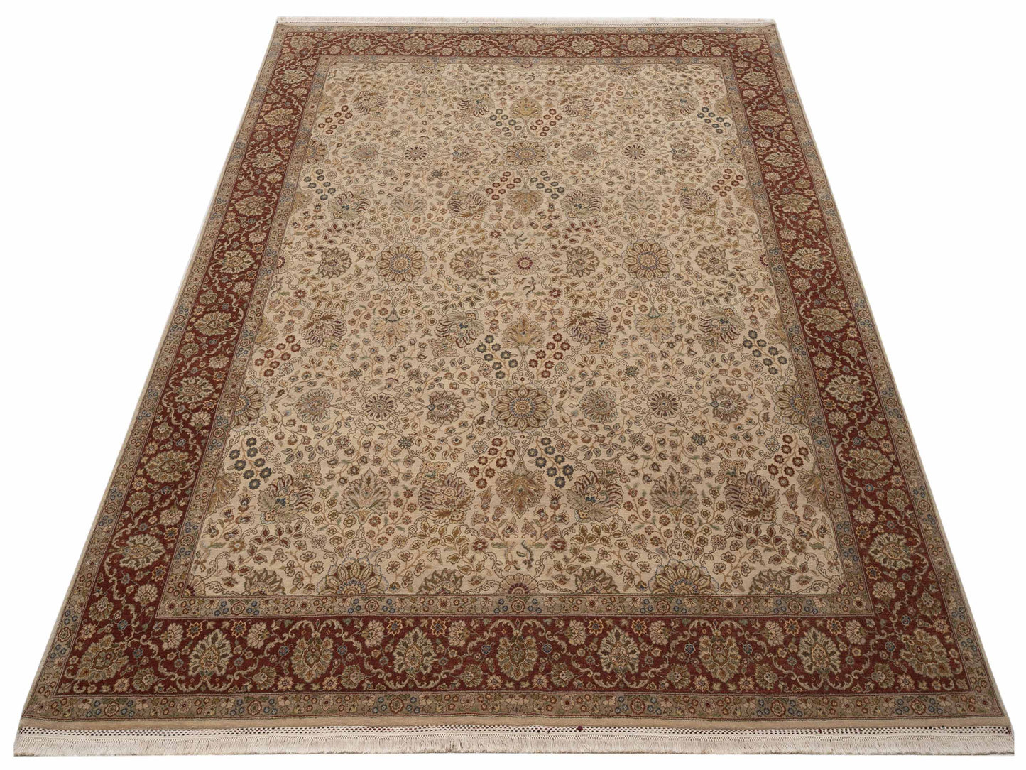 Imperen Ivory Burgundy 8.2x10.3 Hand Knotted Rug