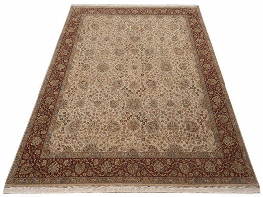 Imperen Ivory Burgundy 8.2x10.3 Hand Knotted Rug