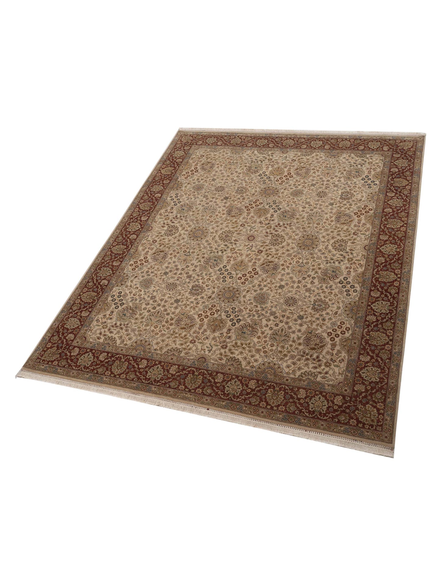 Imperen Ivory Burgundy 8.2x10.3 Hand Knotted Rug