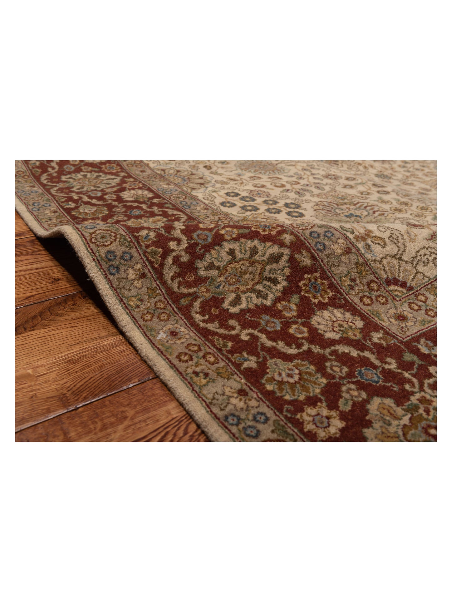 Imperen Ivory Burgundy 8.2x10.3 Hand Knotted Rug