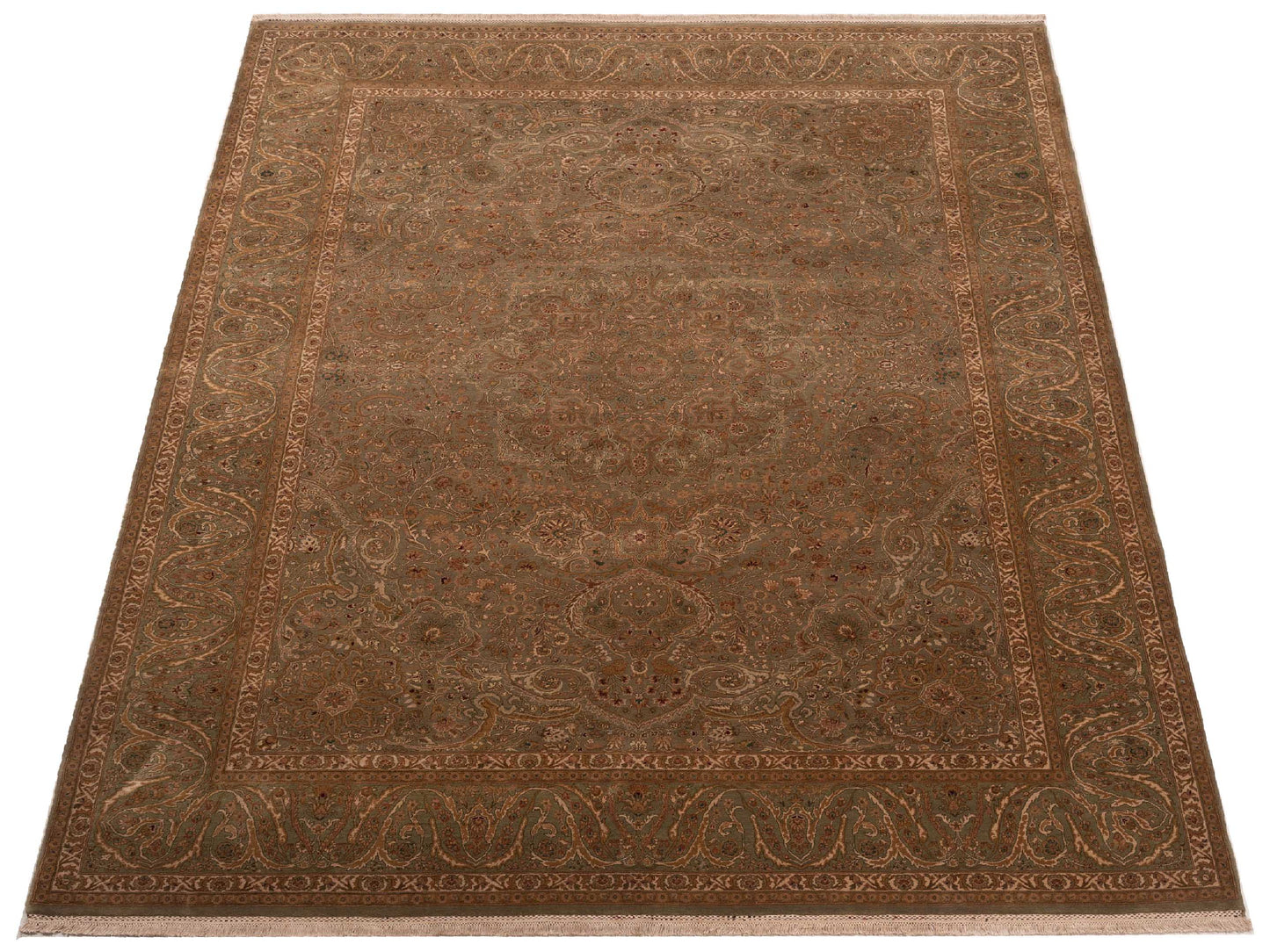 Imperen Green Green 8.1x11.7 Hand Knotted Rug