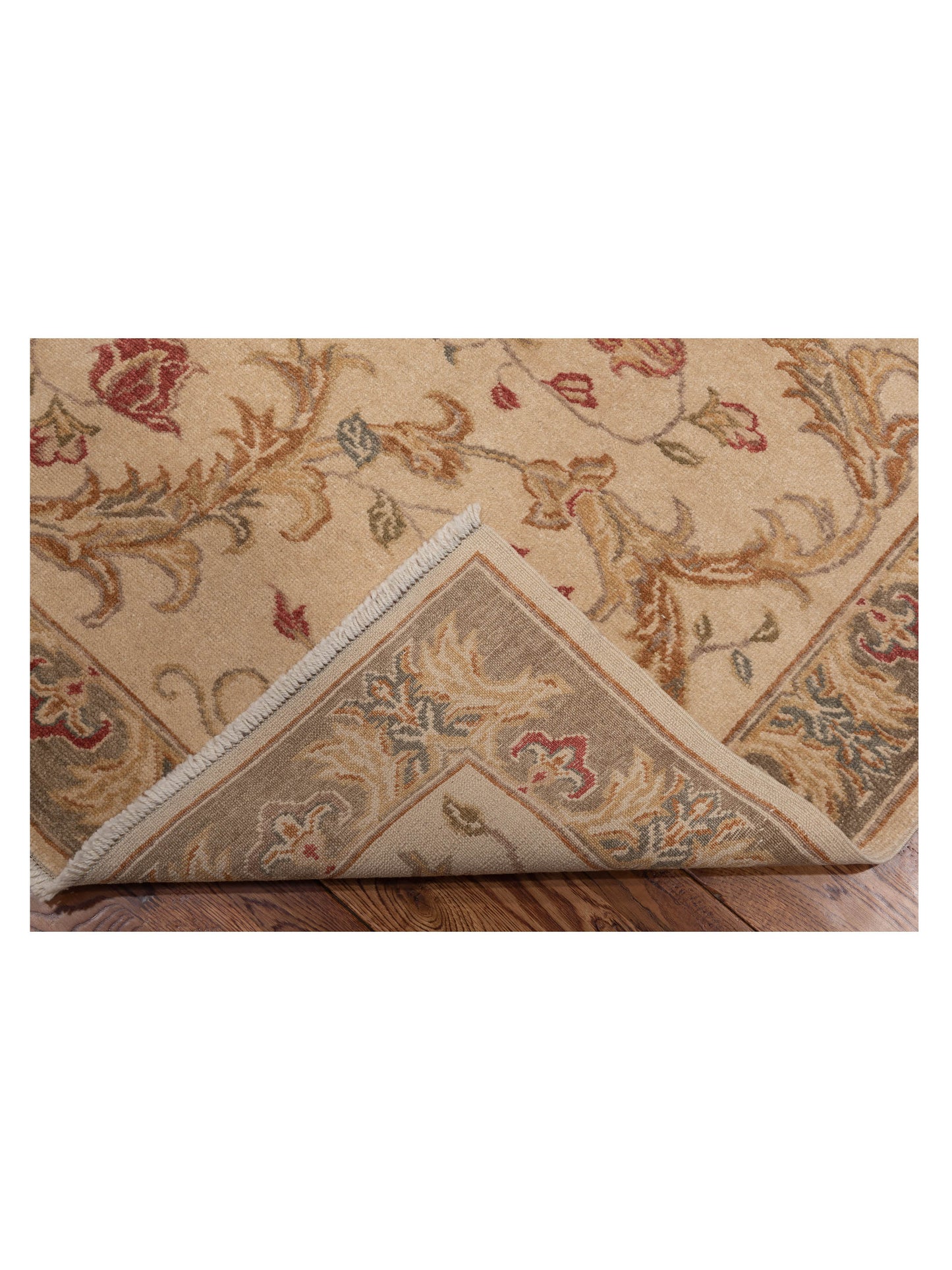 Antiqua Loom Ivory Green 6.9x8.2 Hand Knotted Rug