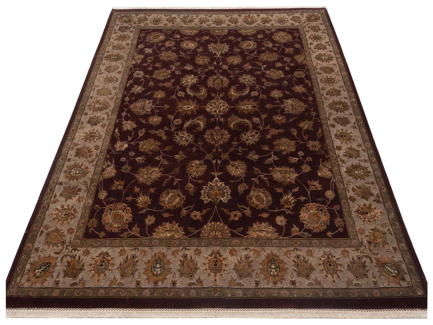 Javira Silk Plum Beige 8x10.3 Hand Knotted Rug