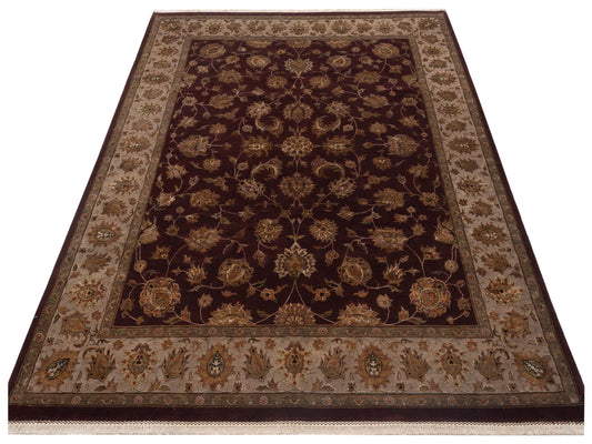 Javira Silk Plum Beige 8x10.3 Hand Knotted Rug