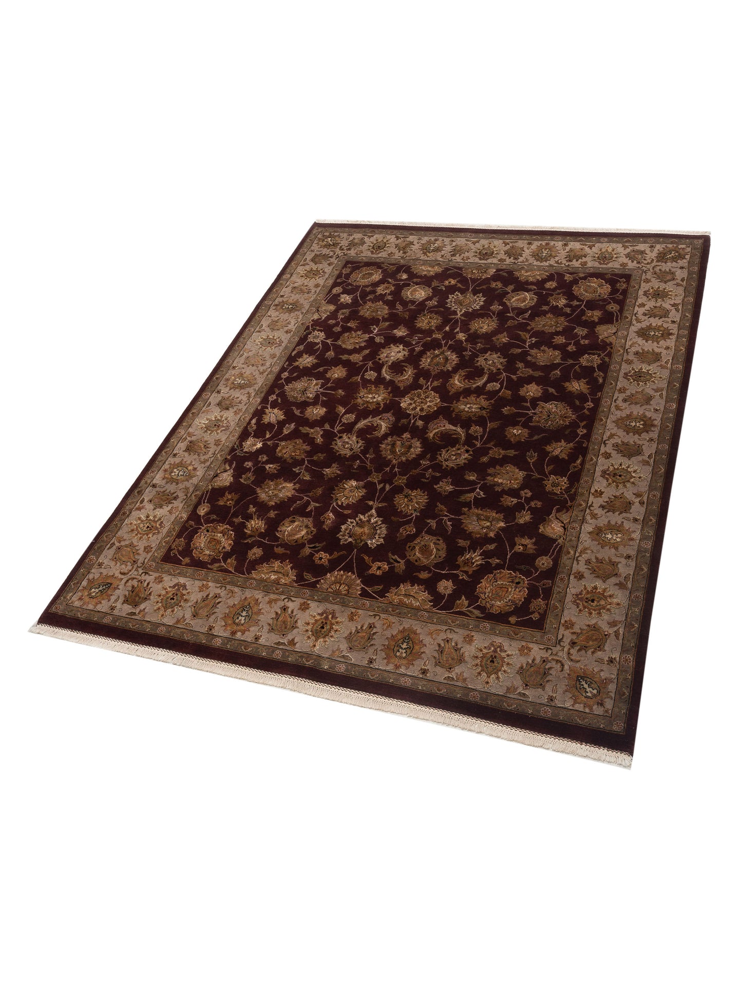 Javira Silk Plum Beige 8x10.3 Hand Knotted Rug