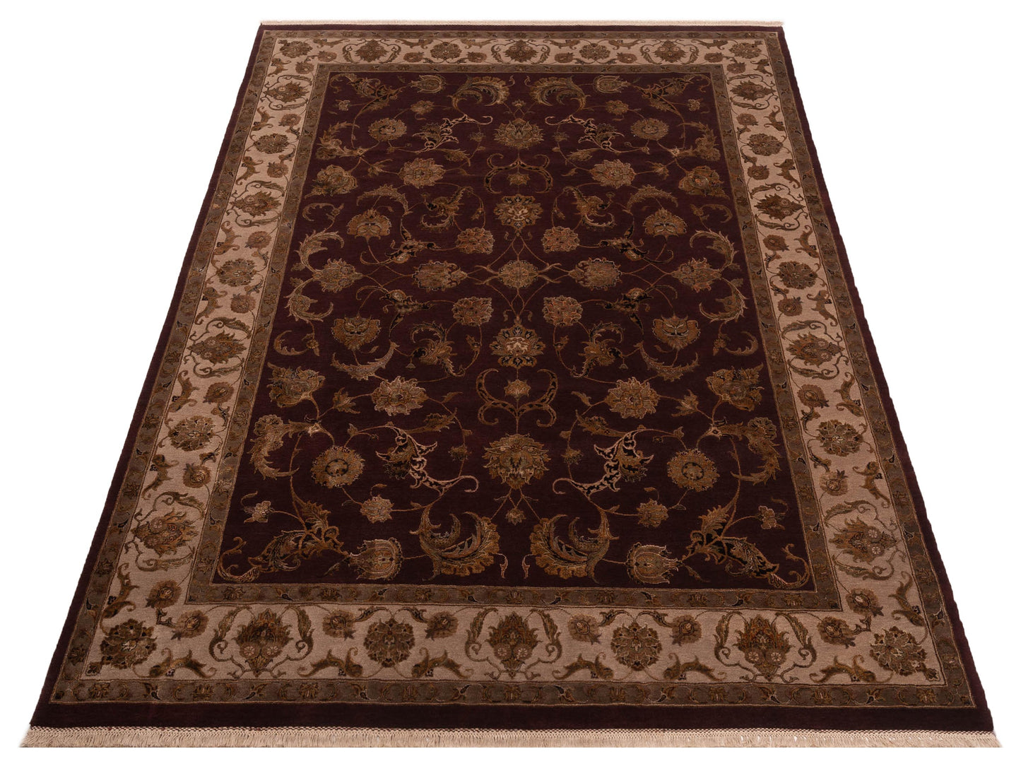 Javira Silk Plum Beige 8.8x11.11 Hand Knotted Rug