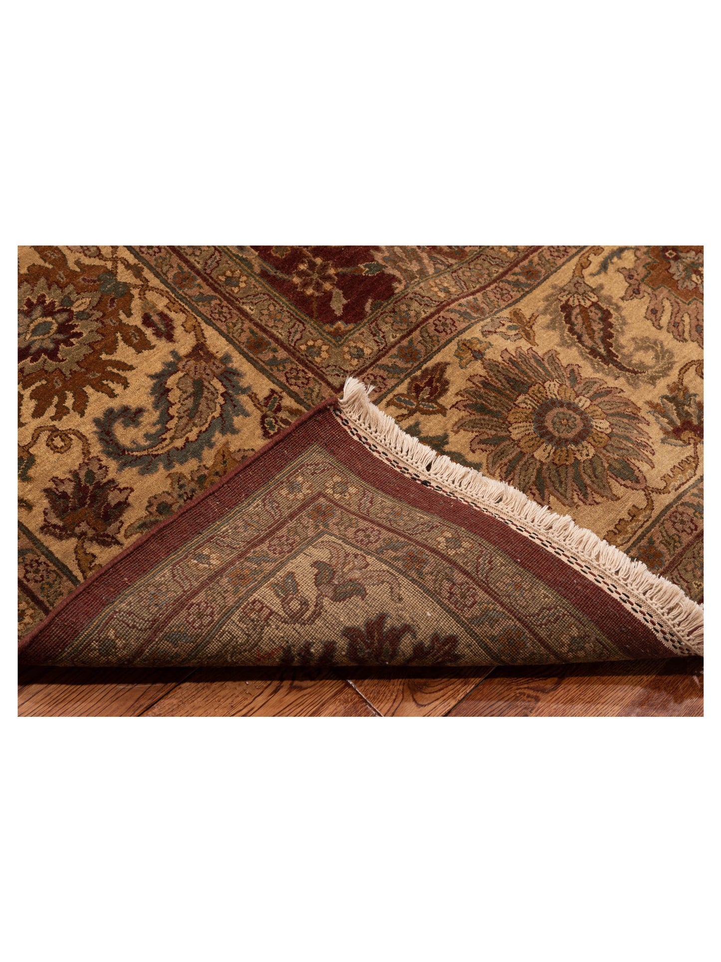 Corvella Burgundy Beige 9.3x12.4 Hand Knotted Rug