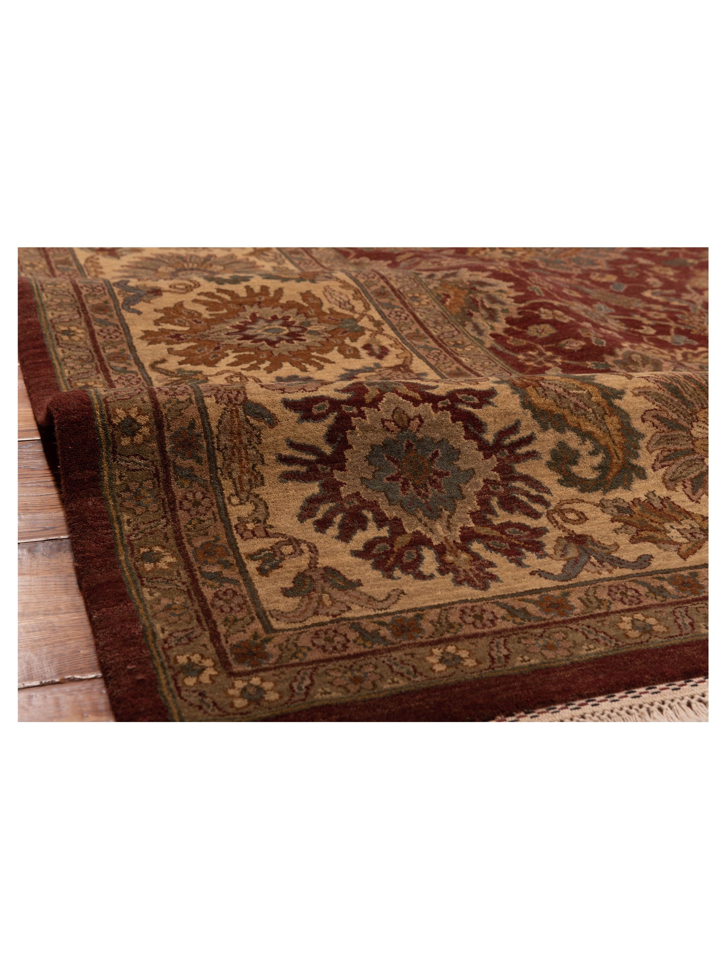 Corvella Burgundy Beige 9.3x12.4 Hand Knotted Rug
