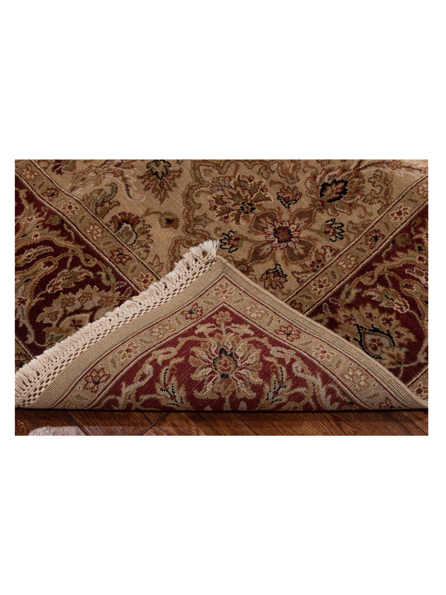 Corvella Beige Red 6.2x9.2 Hand Knotted Rug
