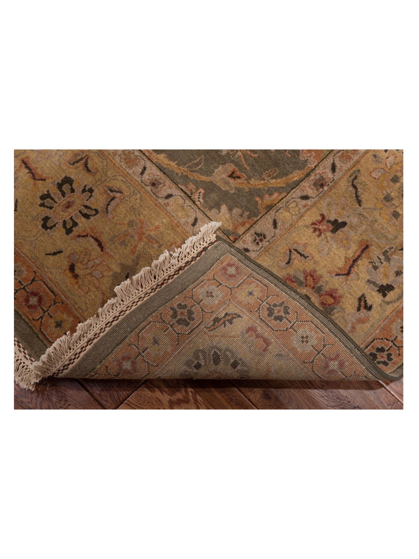Corvella Silver Green Gold 8.2x10.1 Hand Knotted Rug