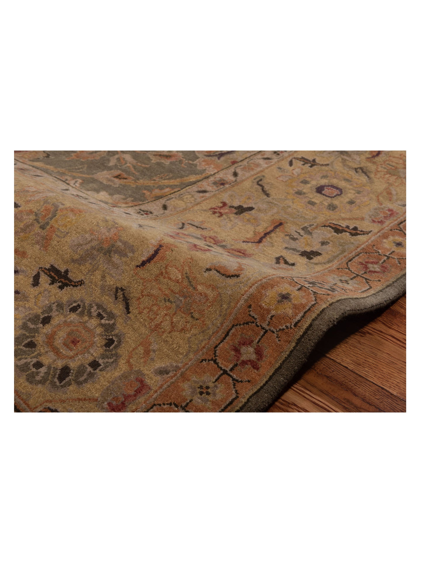 Corvella Silver Green Gold 8.2x10.1 Hand Knotted Rug