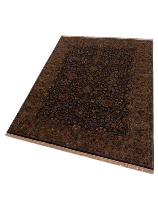 Mehvara Charcoal Light Green 8.11x11.5 Hand Knotted Rug