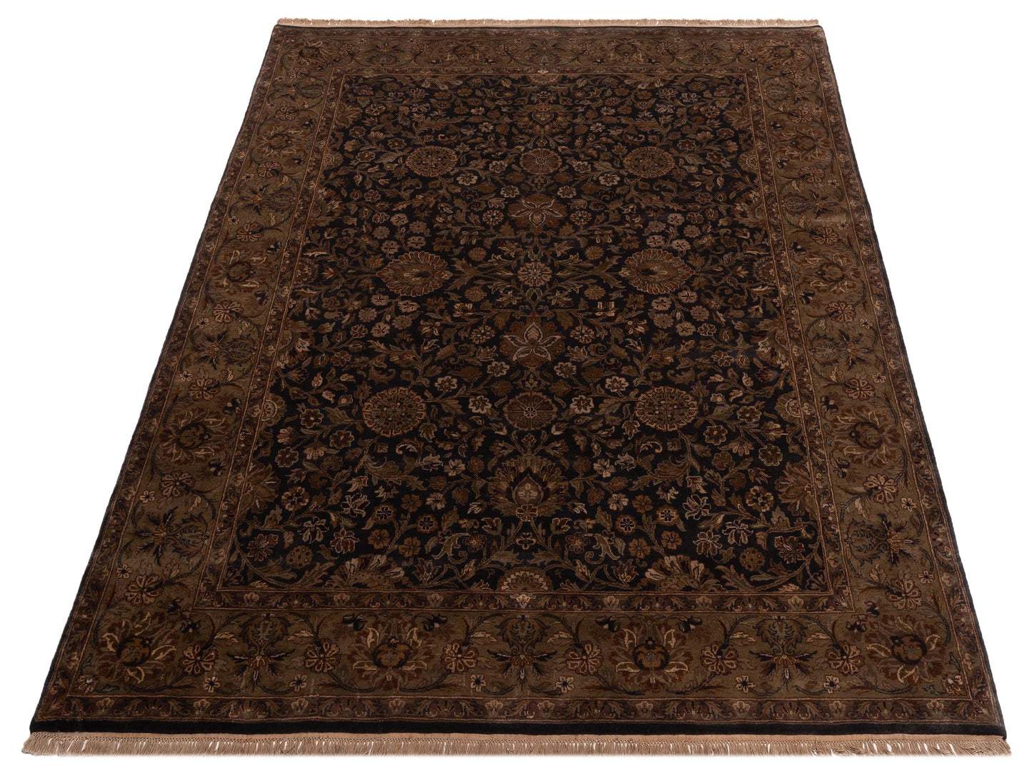 Mehvara Charcoal Light Green 8.11x11.5 Hand Knotted Rug