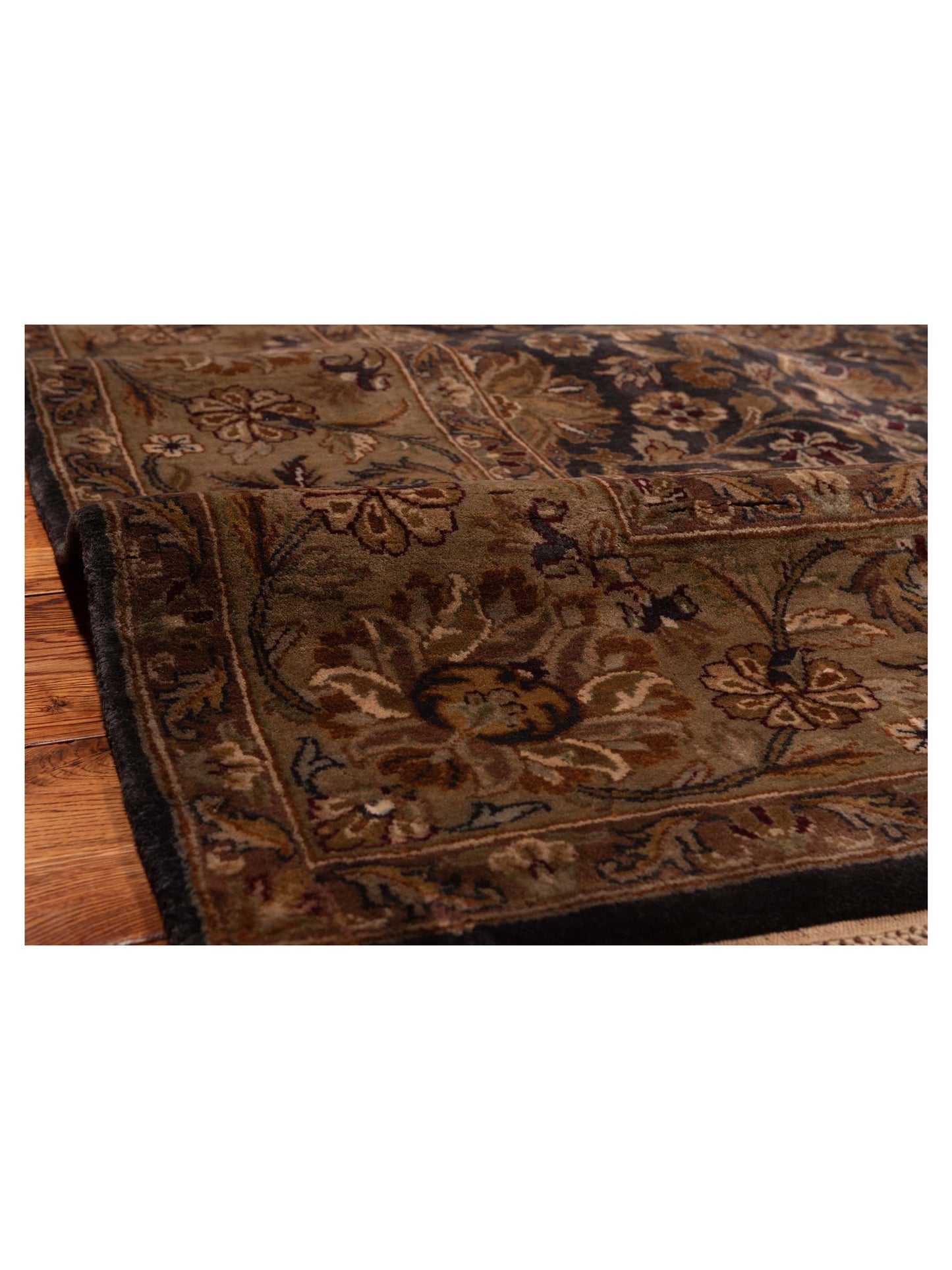 Mehvara Charcoal Light Green 8.11x11.5 Hand Knotted Rug