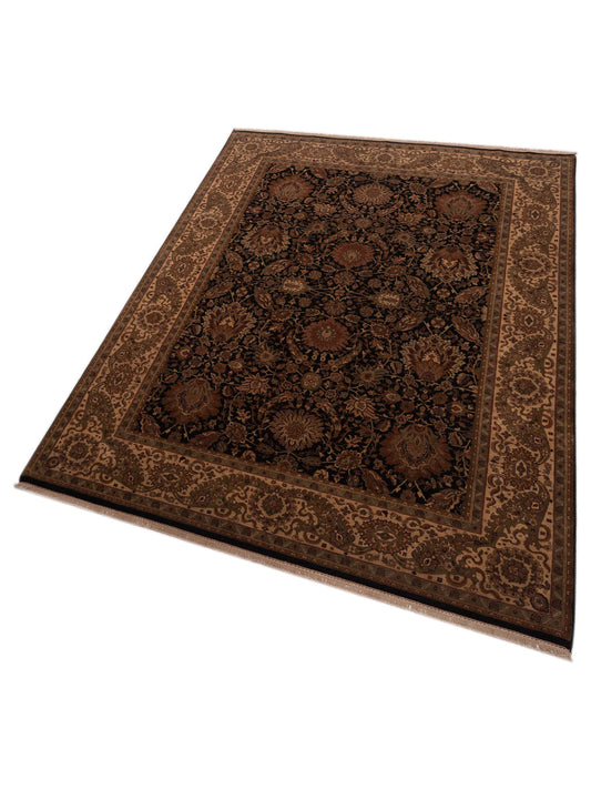 Corvella Black Beige 9.3x12.3 Hand Knotted Rug
