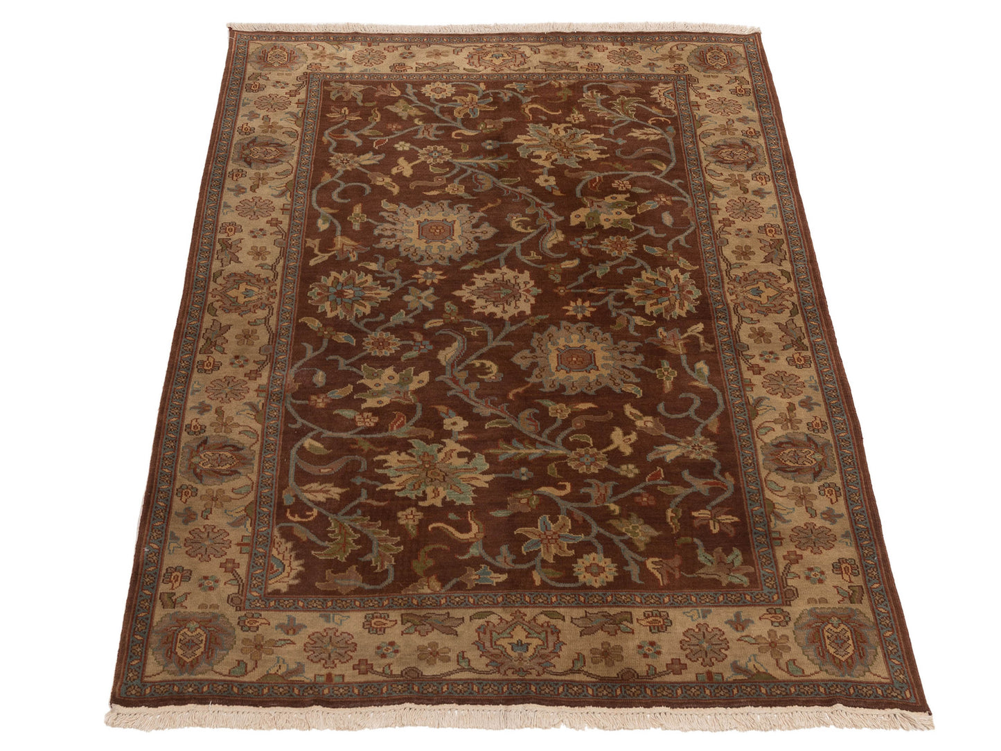 Modeva Brown Ivory 5.6x8.5 Hand Knotted Rug