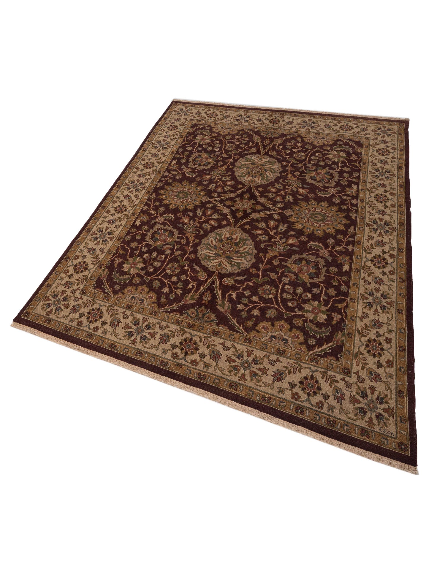 Soumak Burgundy Ivory 8.1x10 Hand Woven Rug