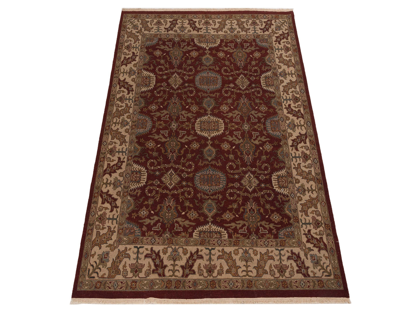 Soumak Burgundy Ivory 8.2x10.2 Hand Woven Rug