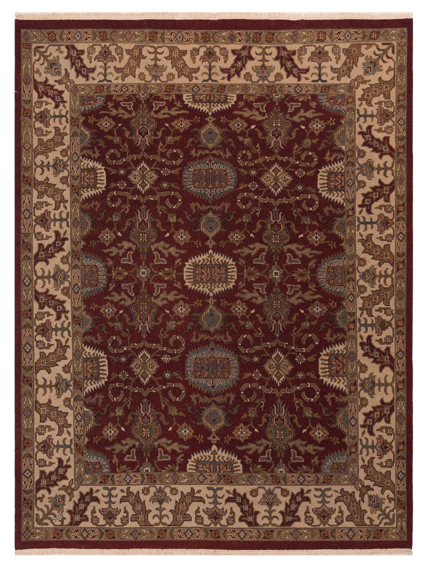Rajpur Soumak  Burgundy Ivory Traditional