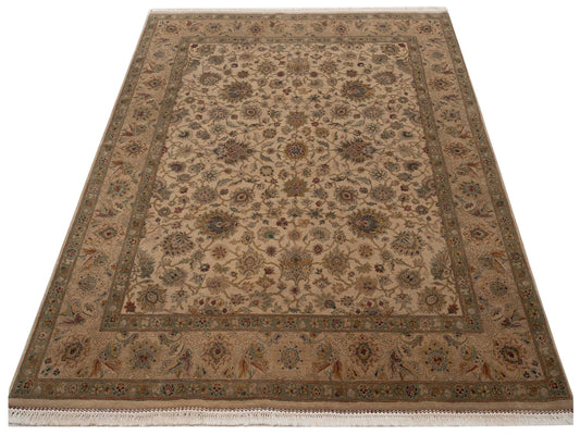 Corvella Cream Beige 8.2x9.7 Hand Knotted Rug