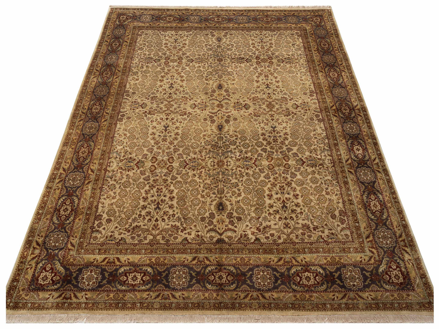 Sansira Beige Plum 8x9.11 Hand Knotted Rug