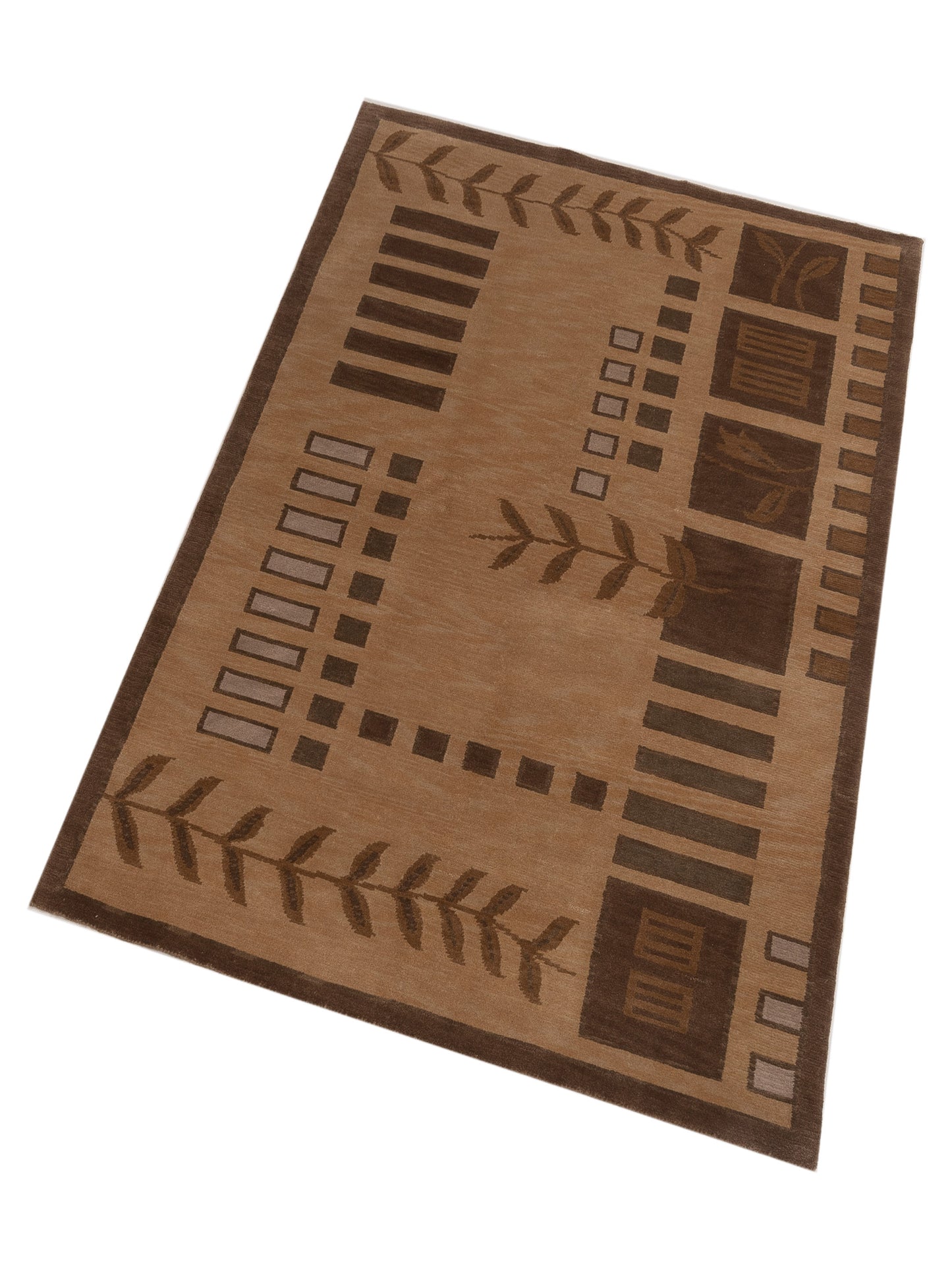 Tibarra Light Brown 5.2x7.11 Hand Knotted Rug