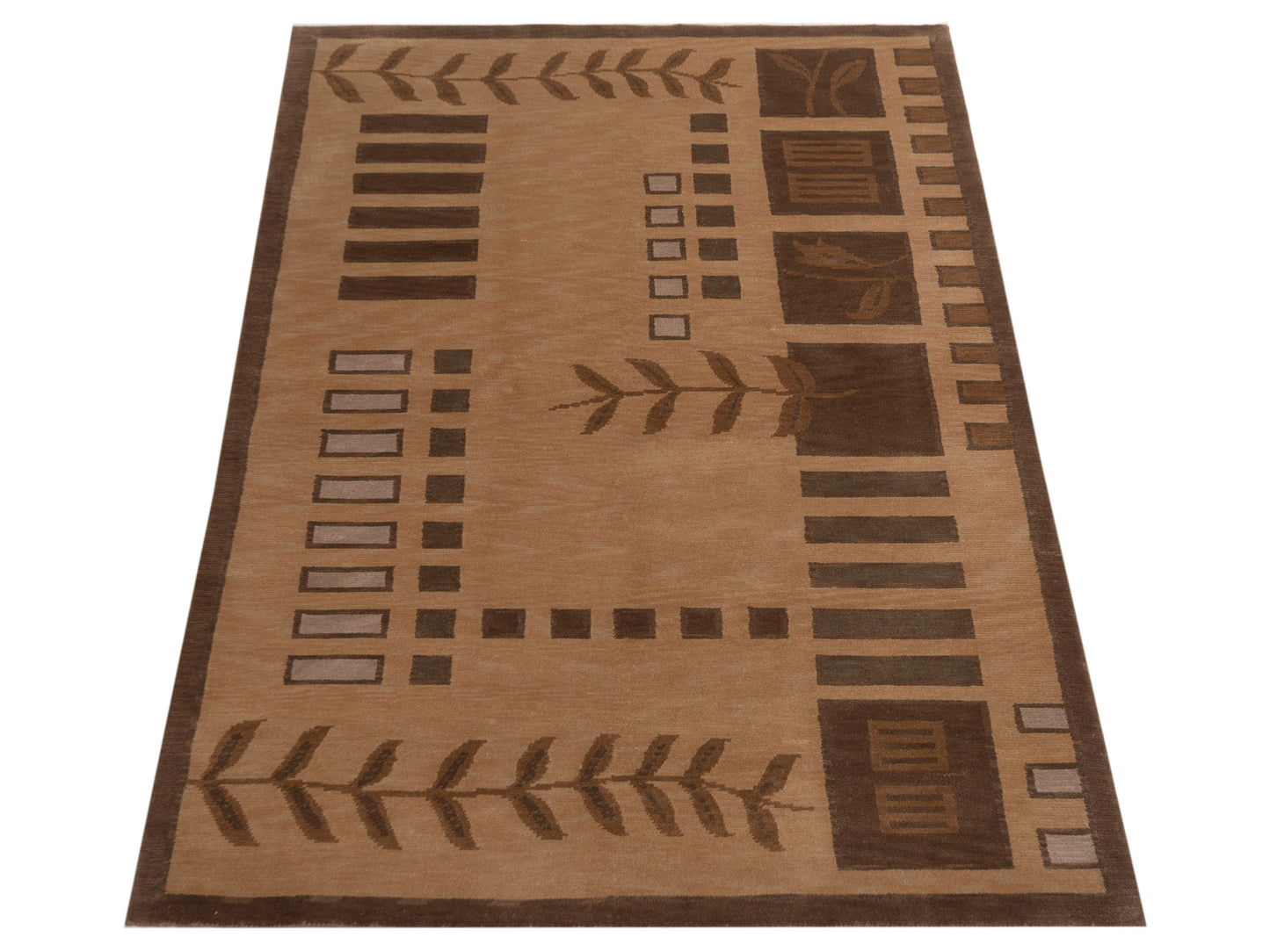 Tibarra Light Brown 5.2x7.11 Hand Knotted Rug