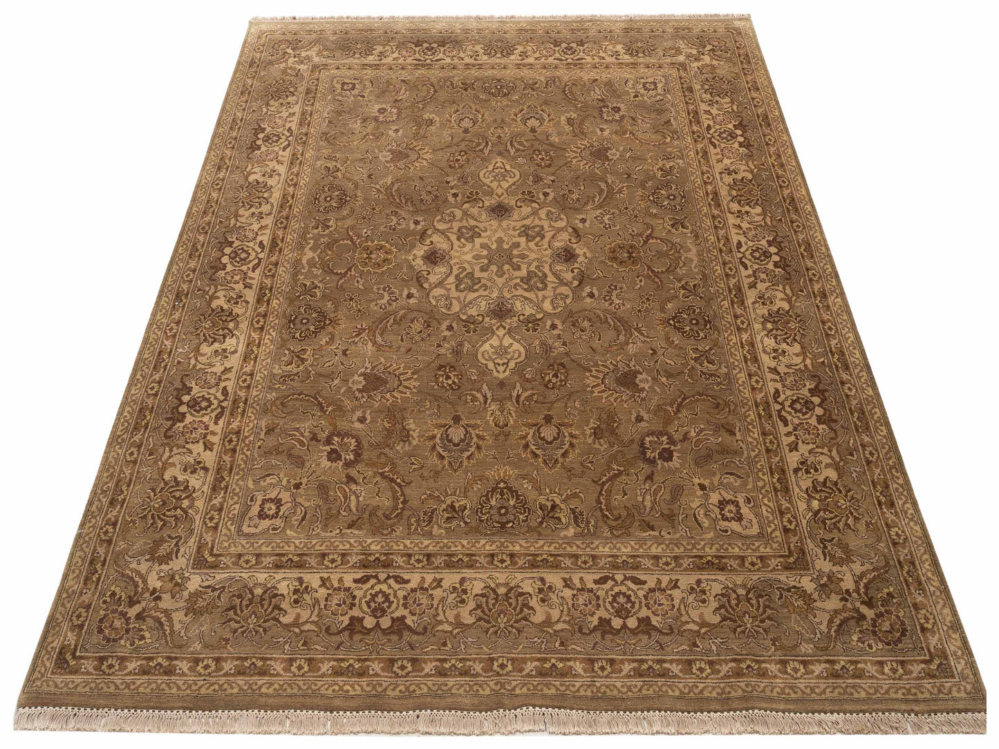 Sabira Brown Ivory 8x9.11 Hand Knotted Rug