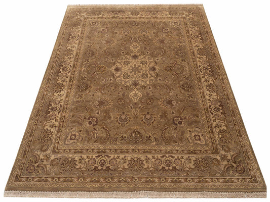 Sabira Brown Ivory 8x9.11 Hand Knotted Rug