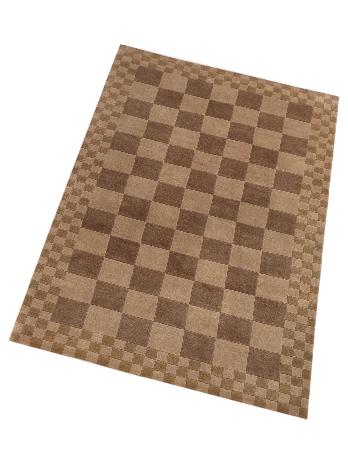 Tibarra Beige Brown 4.11x7.3 Hand Knotted Rug
