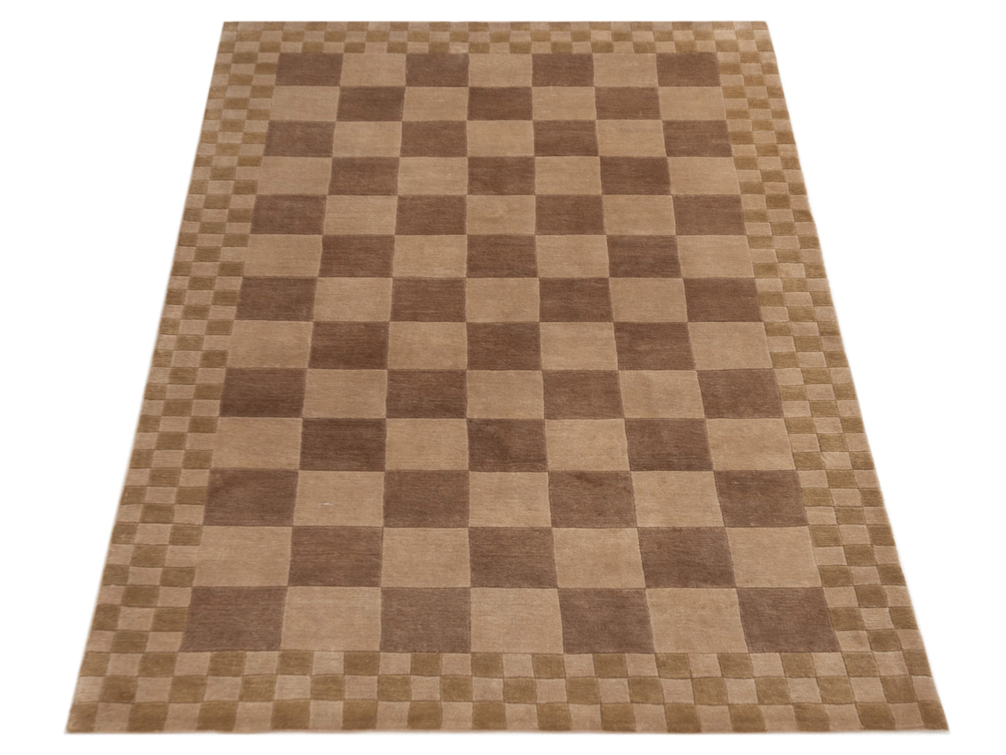 Tibarra Beige Brown 4.11x7.3 Hand Knotted Rug