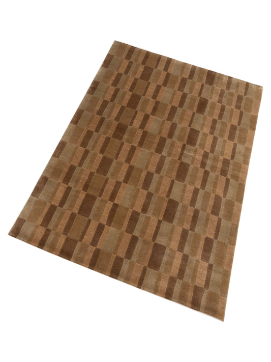 Tibarra Brown 5x7.7 Hand Knotted Rug