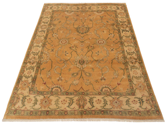 Oushara Gold Ivory 8x9.11 Hand Knotted Rug