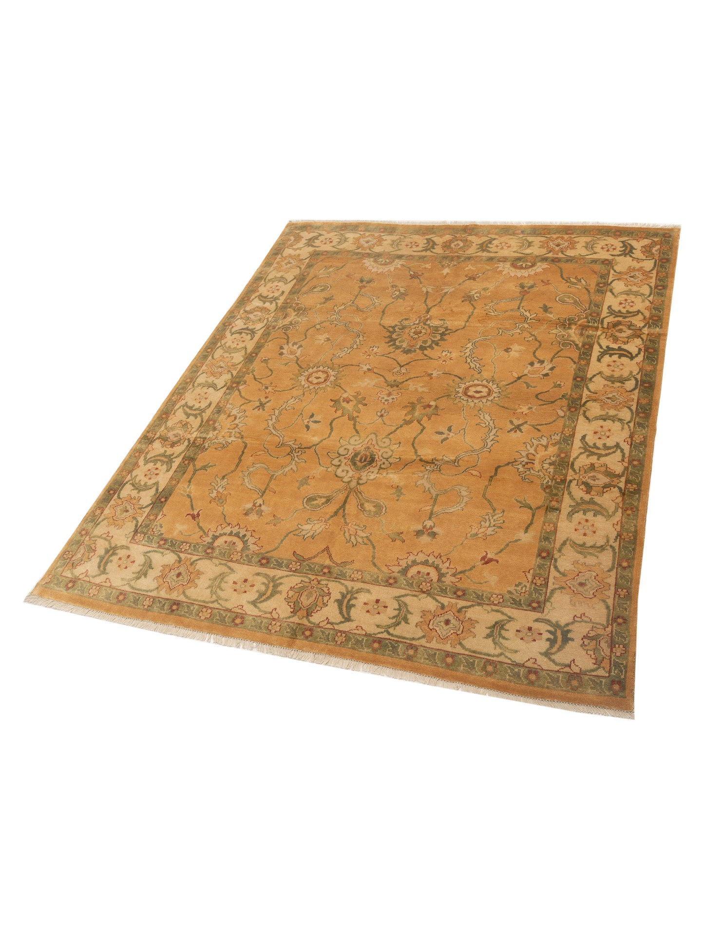 Oushara Gold Ivory 8x9.11 Hand Knotted Rug