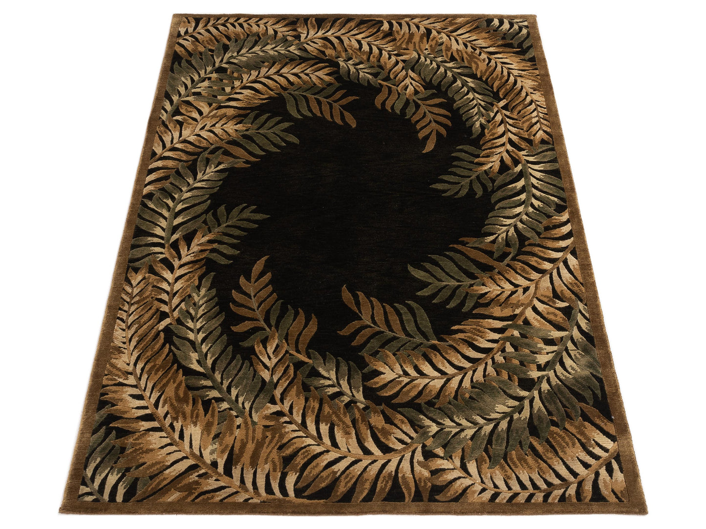 Tibarra Green Brown 5.1x7.9 Hand Knotted Rug