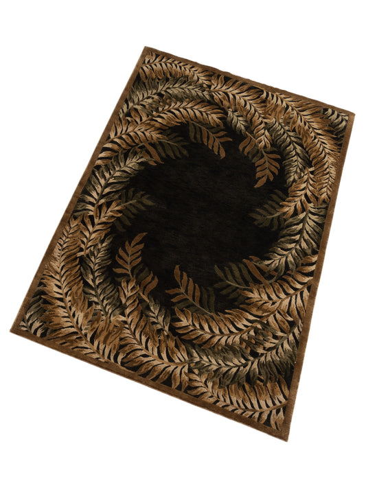 Tibarra Green Brown 5.1x7.11 Hand Knotted Rug