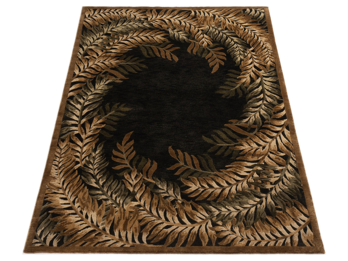 Tibarra Green Brown 5.1x7.11 Hand Knotted Rug