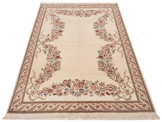Artalya Silk Ivory Beige 6.7x9.6 Hand Knotted Rug
