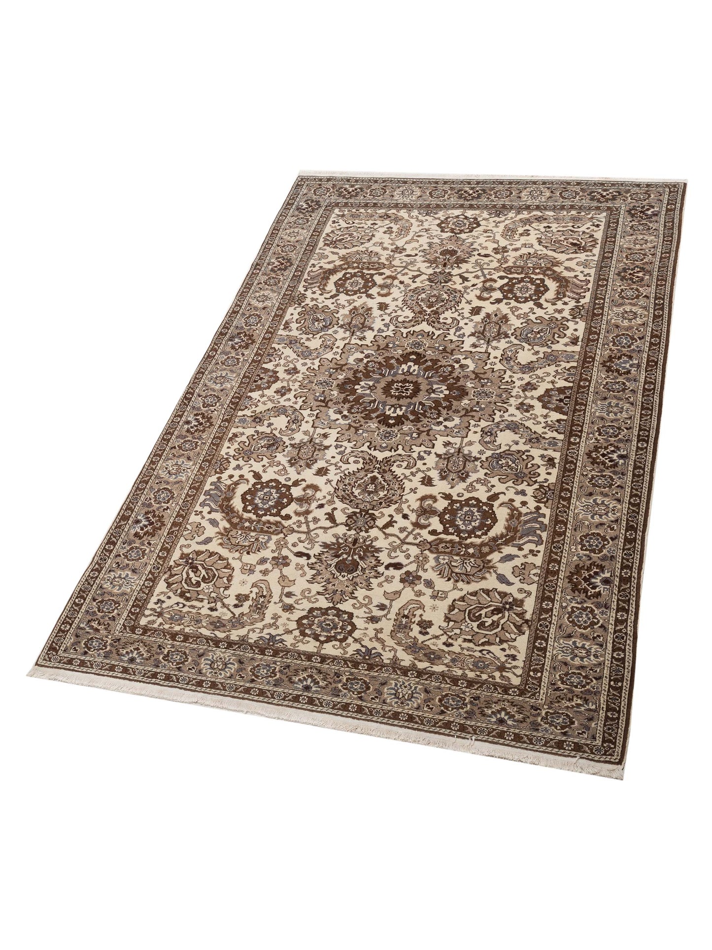 Sansira Ivory Brown 6.8x9.8 Hand Knotted Rug