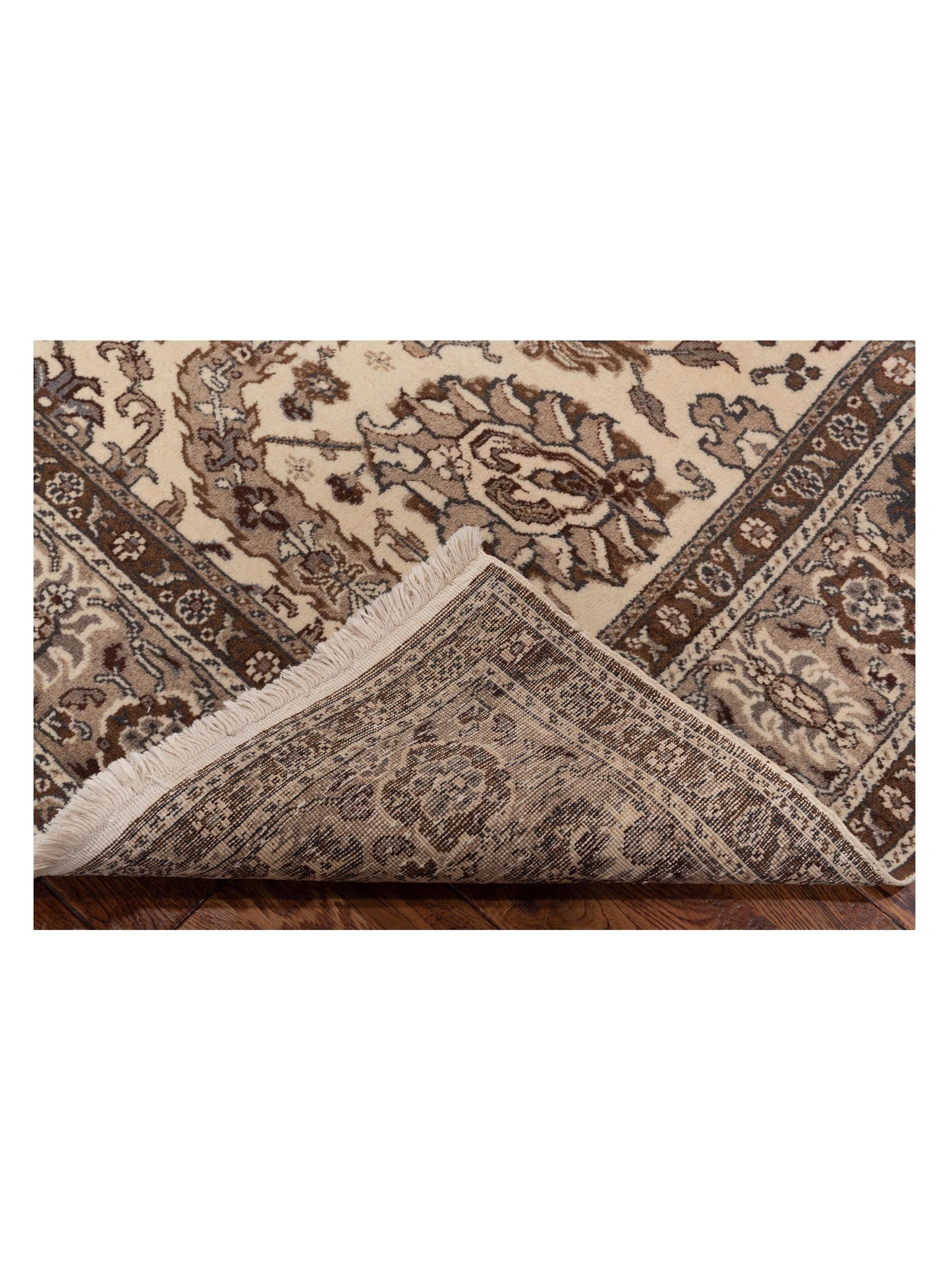Sansira Ivory Brown 6.8x9.8 Hand Knotted Rug