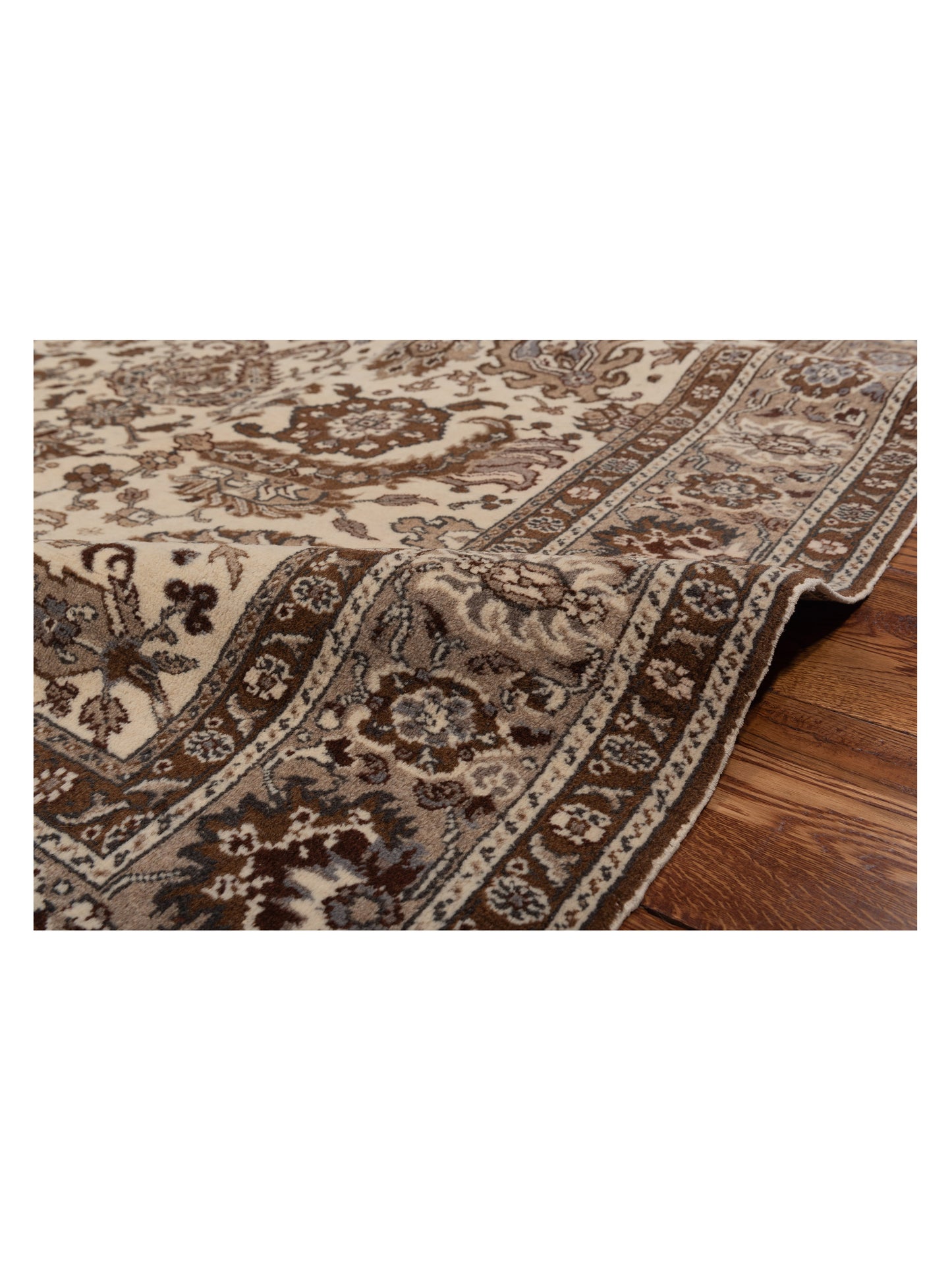 Sansira Ivory Brown 6.8x9.8 Hand Knotted Rug