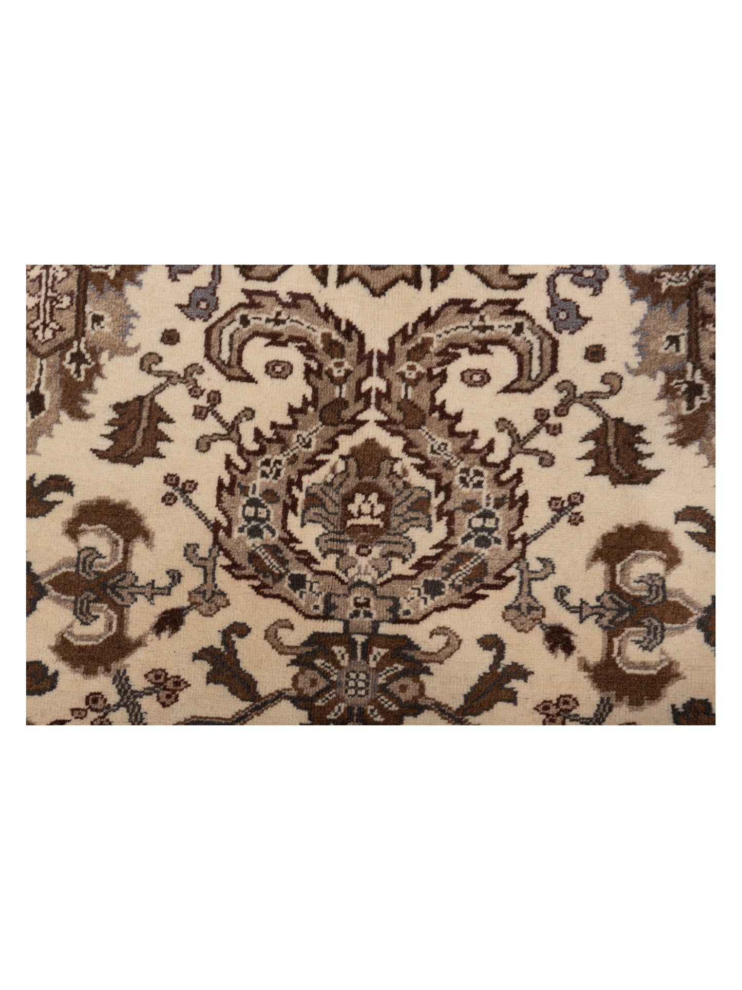 Sansira Ivory Brown 6.8x9.8 Hand Knotted Rug