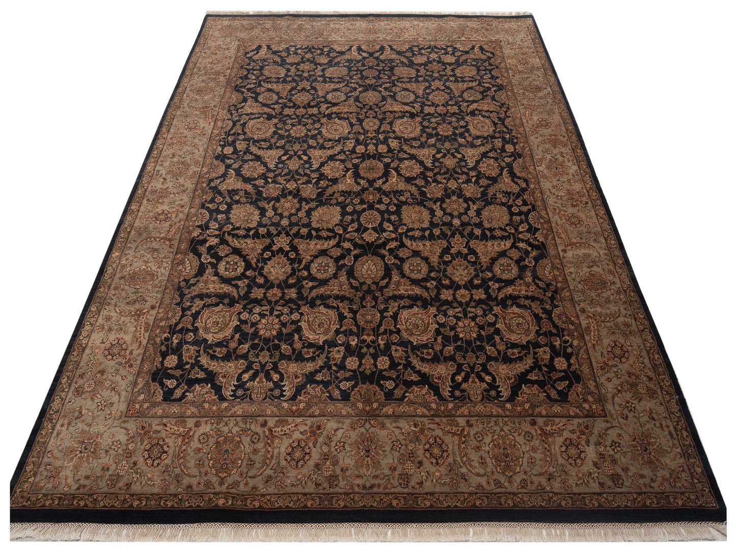 Sansira Charcoal Silver 9x12 Hand Knotted Rug