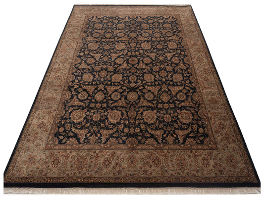 Sansira Charcoal Silver 9x12 Hand Knotted Rug