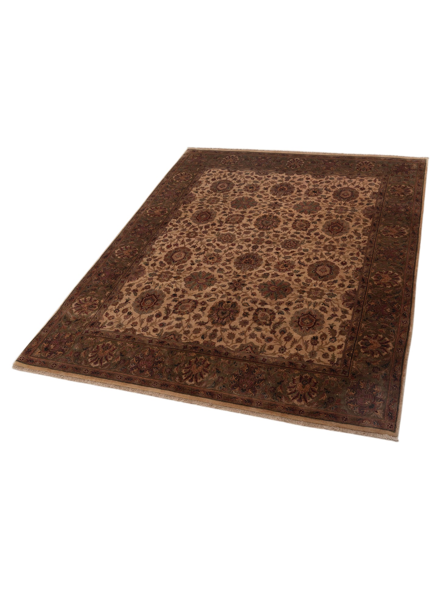 Corvella Beige Green 8x10 Hand Knotted Rug